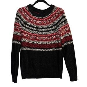 Abercrombie & Fitch Fair Isle Nordic Sweater Black Red Size S